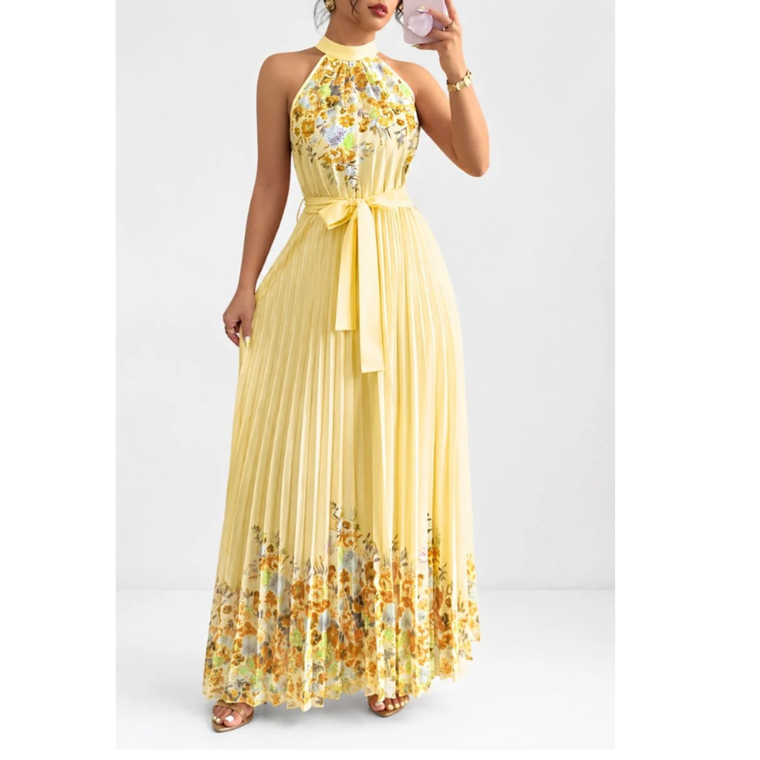 Lina | Damen Stilvolles Neckholder Midi-Kleid