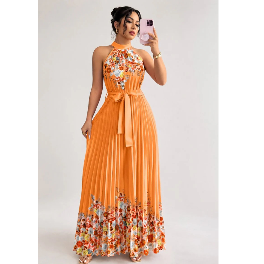 Lina | Damen Stilvolles Neckholder Midi-Kleid