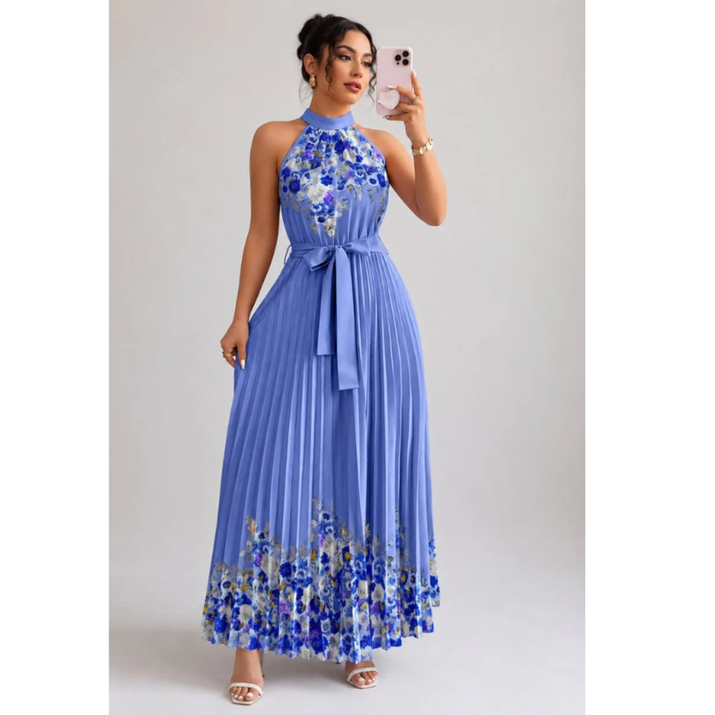 Lina | Damen Stilvolles Neckholder Midi-Kleid