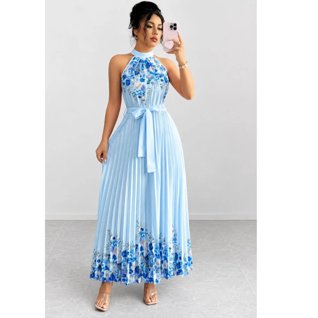 Lina | Damen Stilvolles Neckholder Midi-Kleid