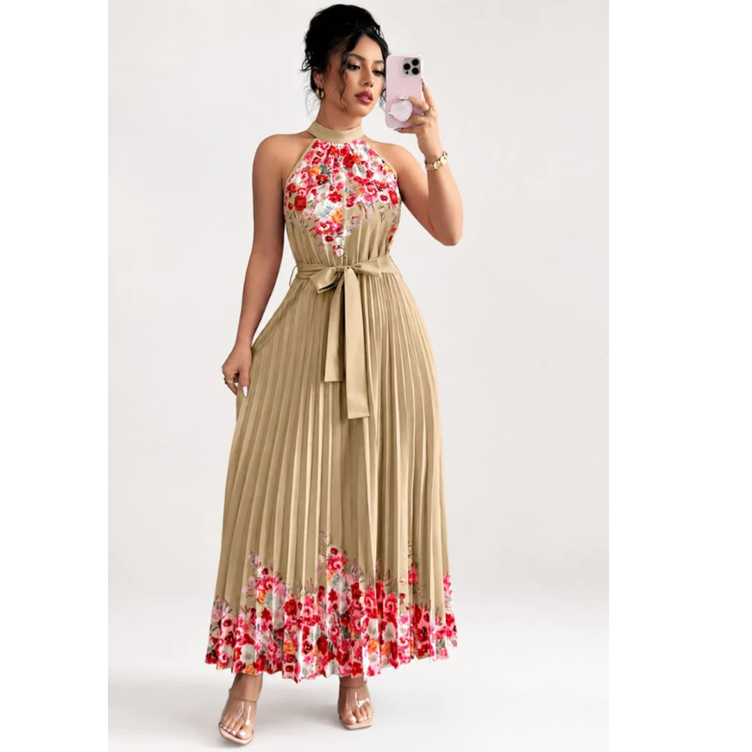 Lina | Damen Stilvolles Neckholder Midi-Kleid