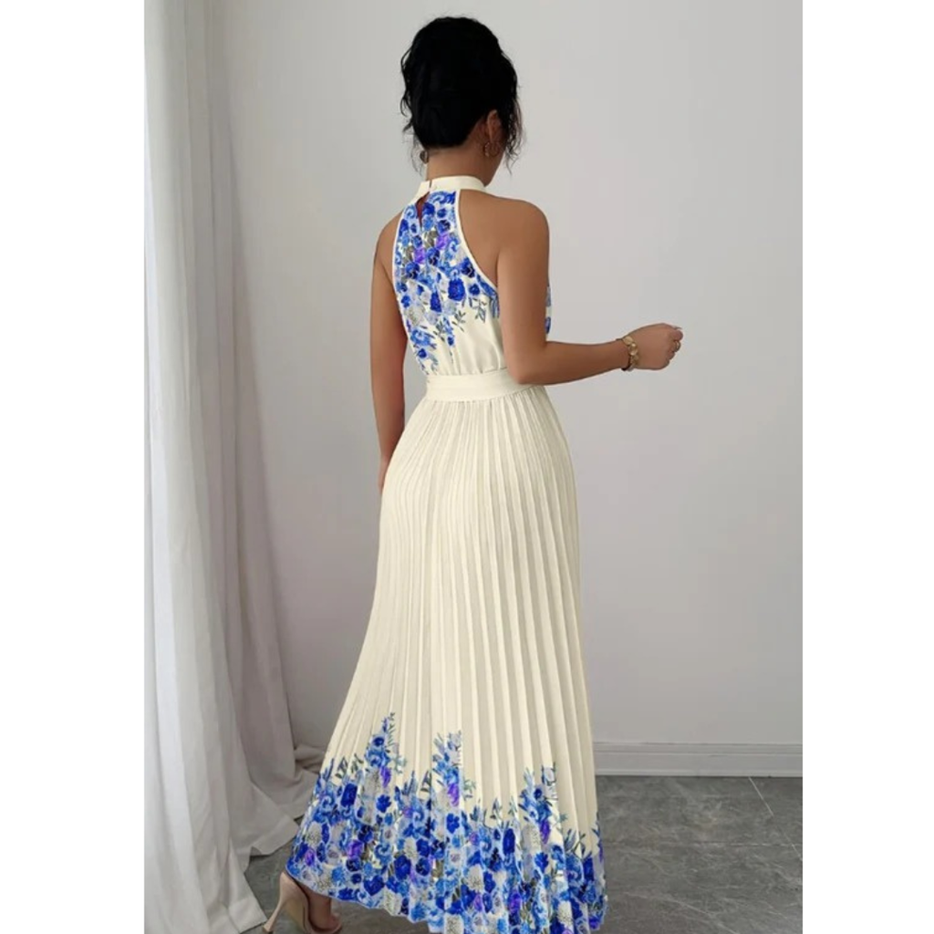Lina | Damen Stilvolles Neckholder Midi-Kleid