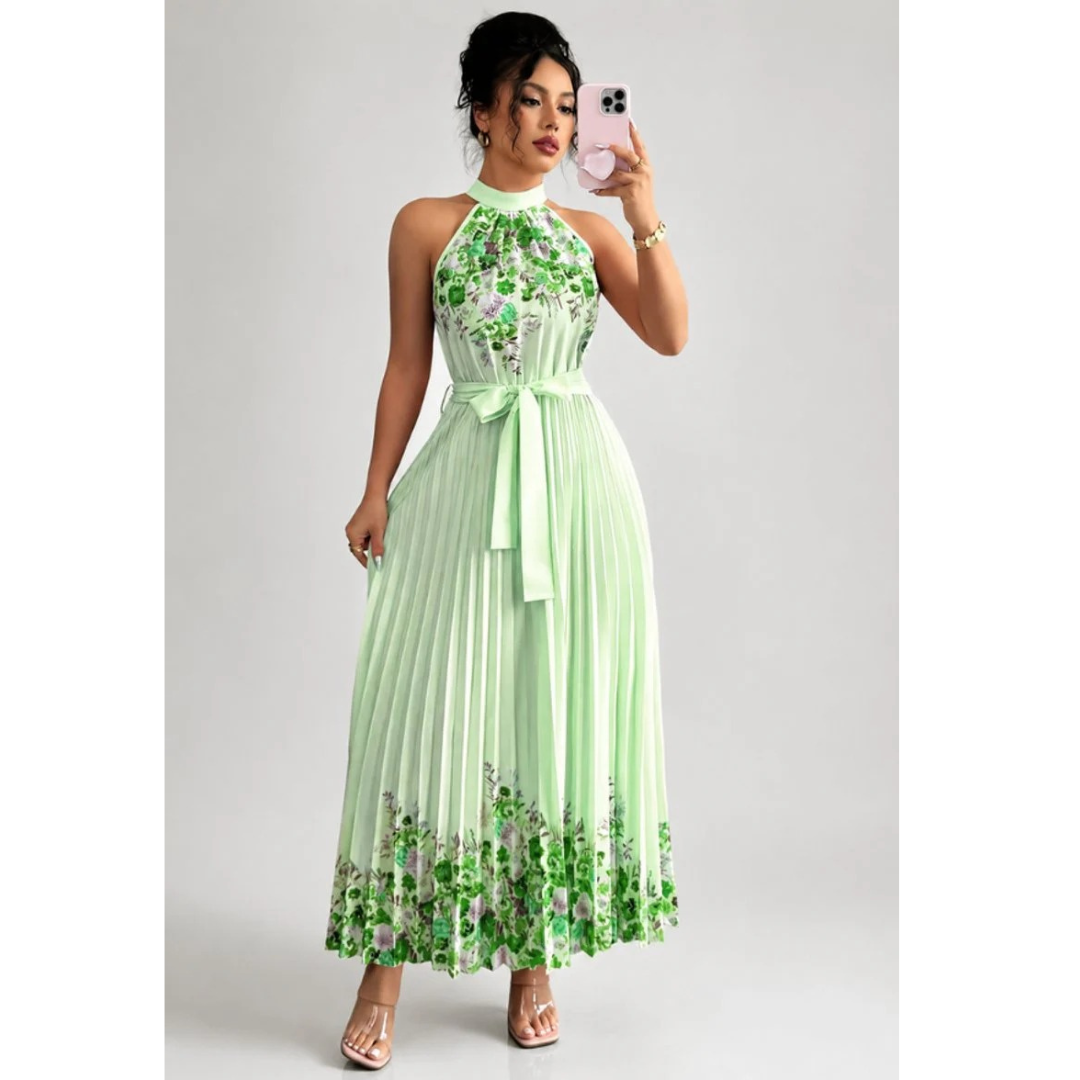 Lina | Damen Stilvolles Neckholder Midi-Kleid