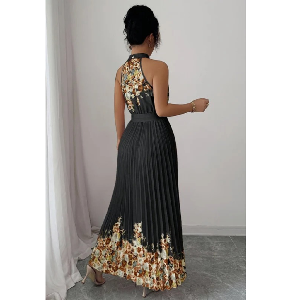 Lina | Damen Stilvolles Neckholder Midi-Kleid