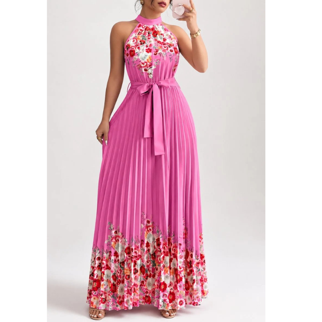 Lina | Damen Stilvolles Neckholder Midi-Kleid