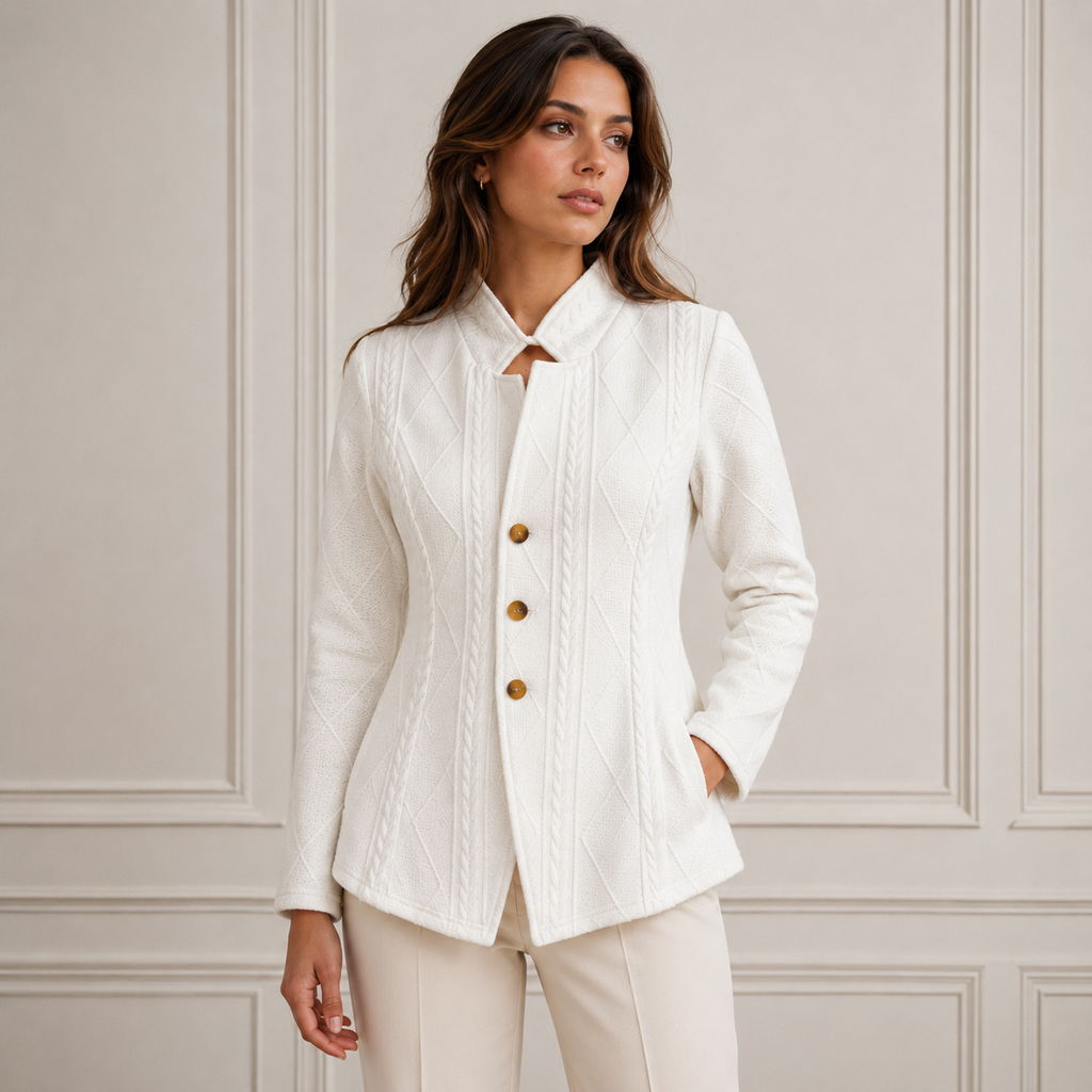 Lina | Damen Strickjacke mit Stehkragen