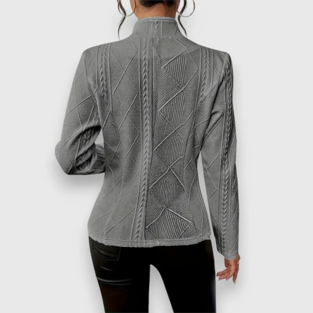 Lina | Damen Strickjacke mit Stehkragen