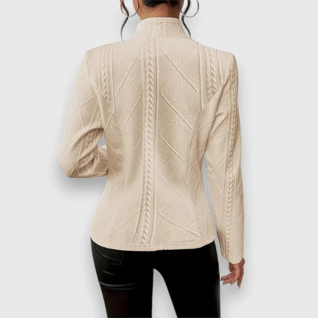 Lina | Damen Strickjacke mit Stehkragen