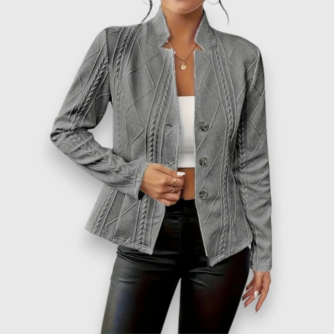 Lina | Damen Strickjacke mit Stehkragen