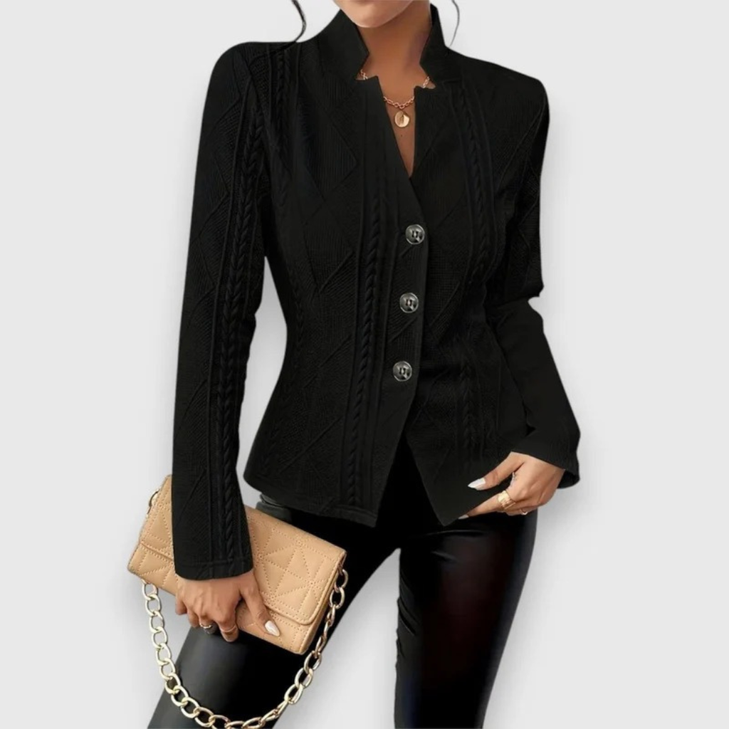 Lina | Damen Strickjacke mit Stehkragen