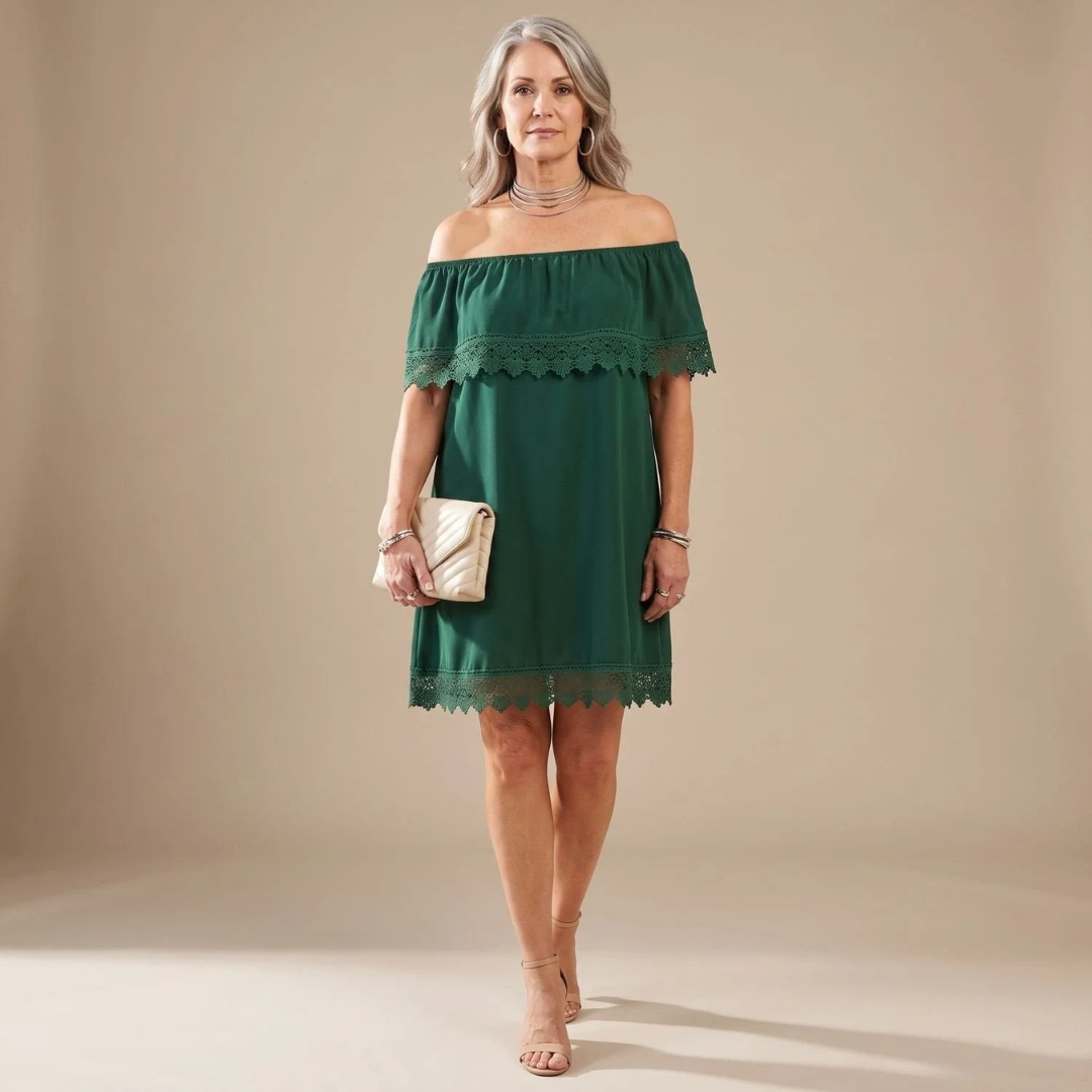 Linda | Damen Abendkleid mit Off-Shoulder