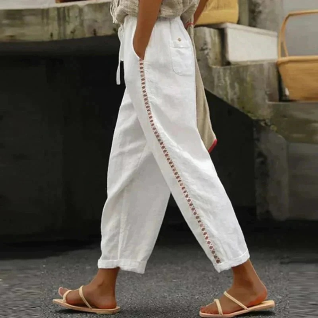 Liv | Damen High Waist Hose Mit Knöpfen