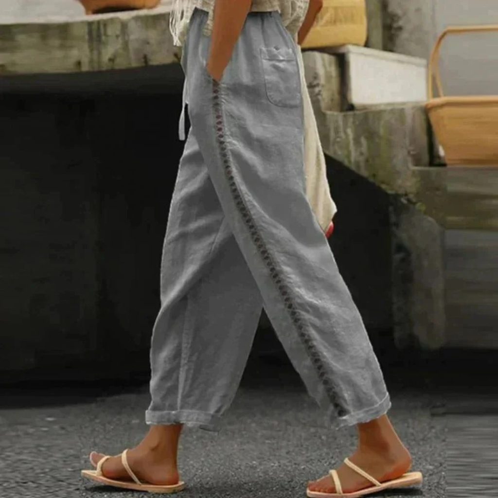 Liv | Damen High Waist Hose Mit Knöpfen
