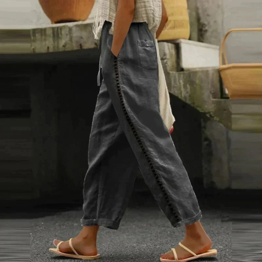 Liv | Damen High Waist Hose Mit Knöpfen