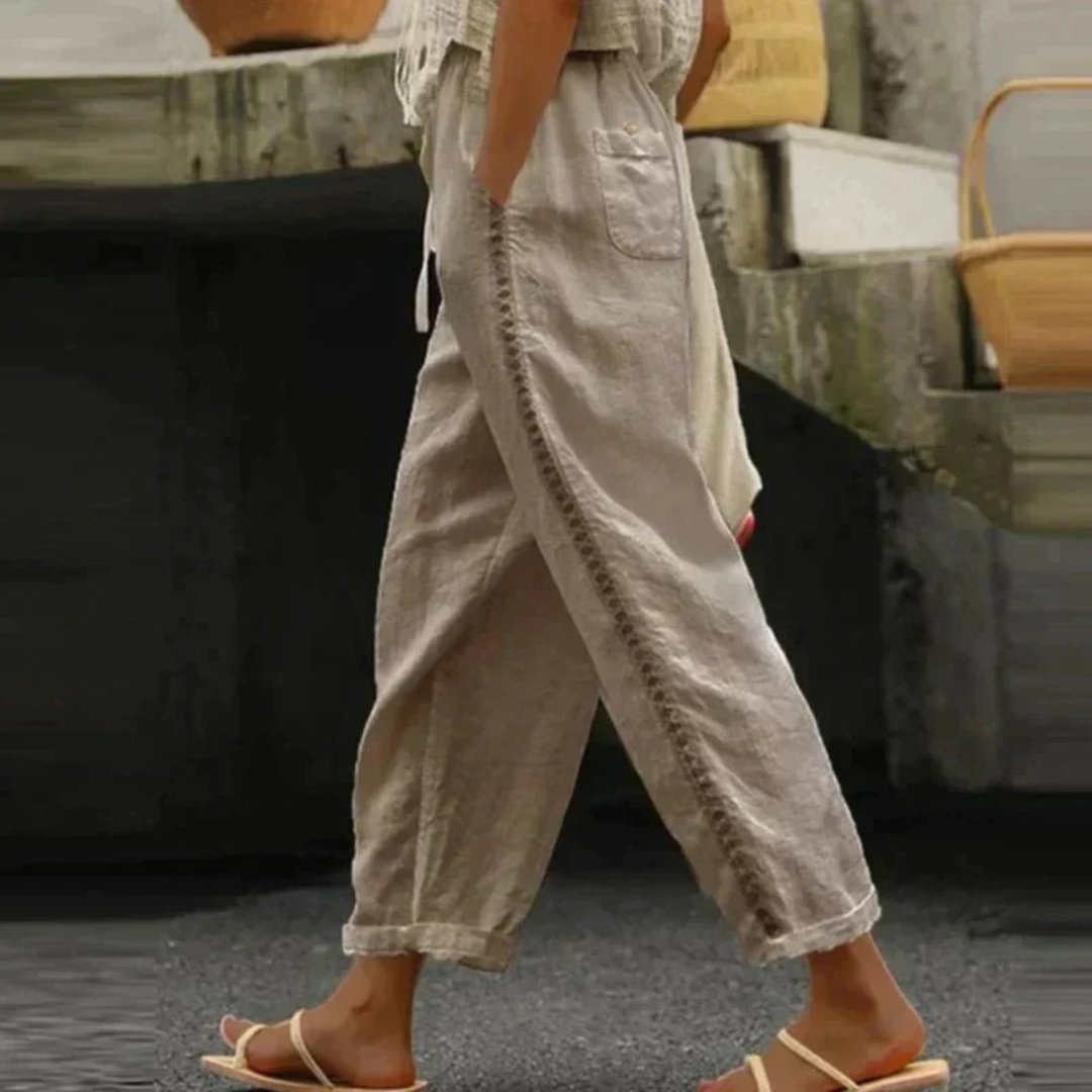 Liv | Damen High Waist Hose Mit Knöpfen