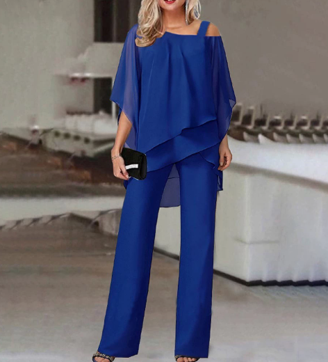 Liva | Damen Zweiteiler Mit Chiffon Oberteil