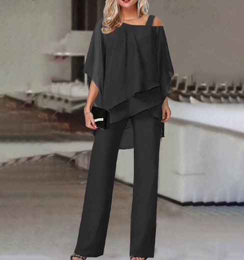 Liva | Damen Zweiteiler Mit Chiffon Oberteil