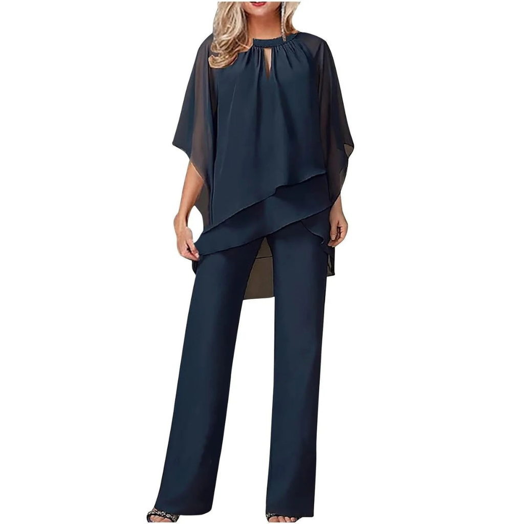 Liva | Damen Zweiteiler Mit Chiffon Oberteil