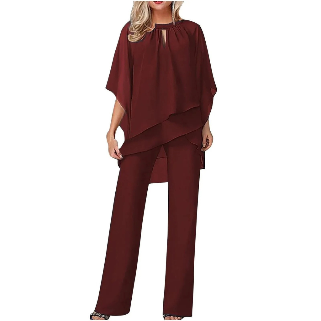 Liva | Damen Zweiteiler Mit Chiffon Oberteil