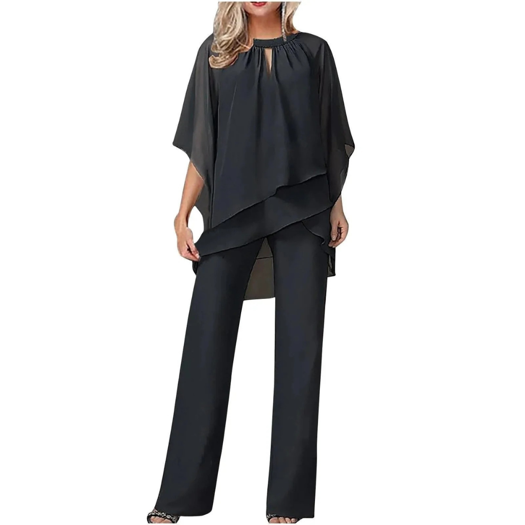 Liva | Damen Zweiteiler Mit Chiffon Oberteil