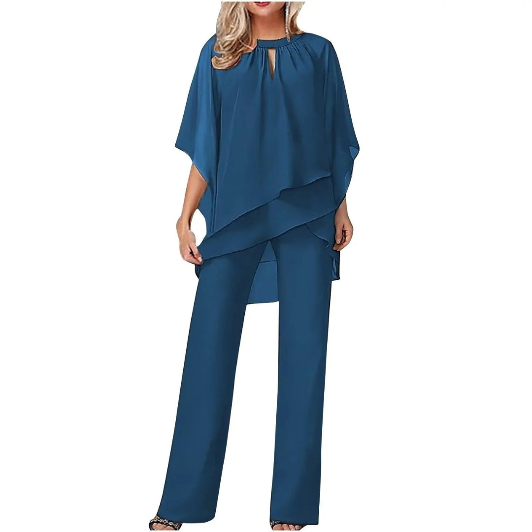 Liva | Damen Zweiteiler Mit Chiffon Oberteil