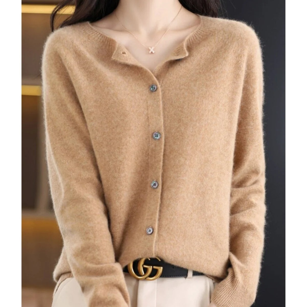 Livia | Damen Kaschmir Strickjacke mit Knopfleiste