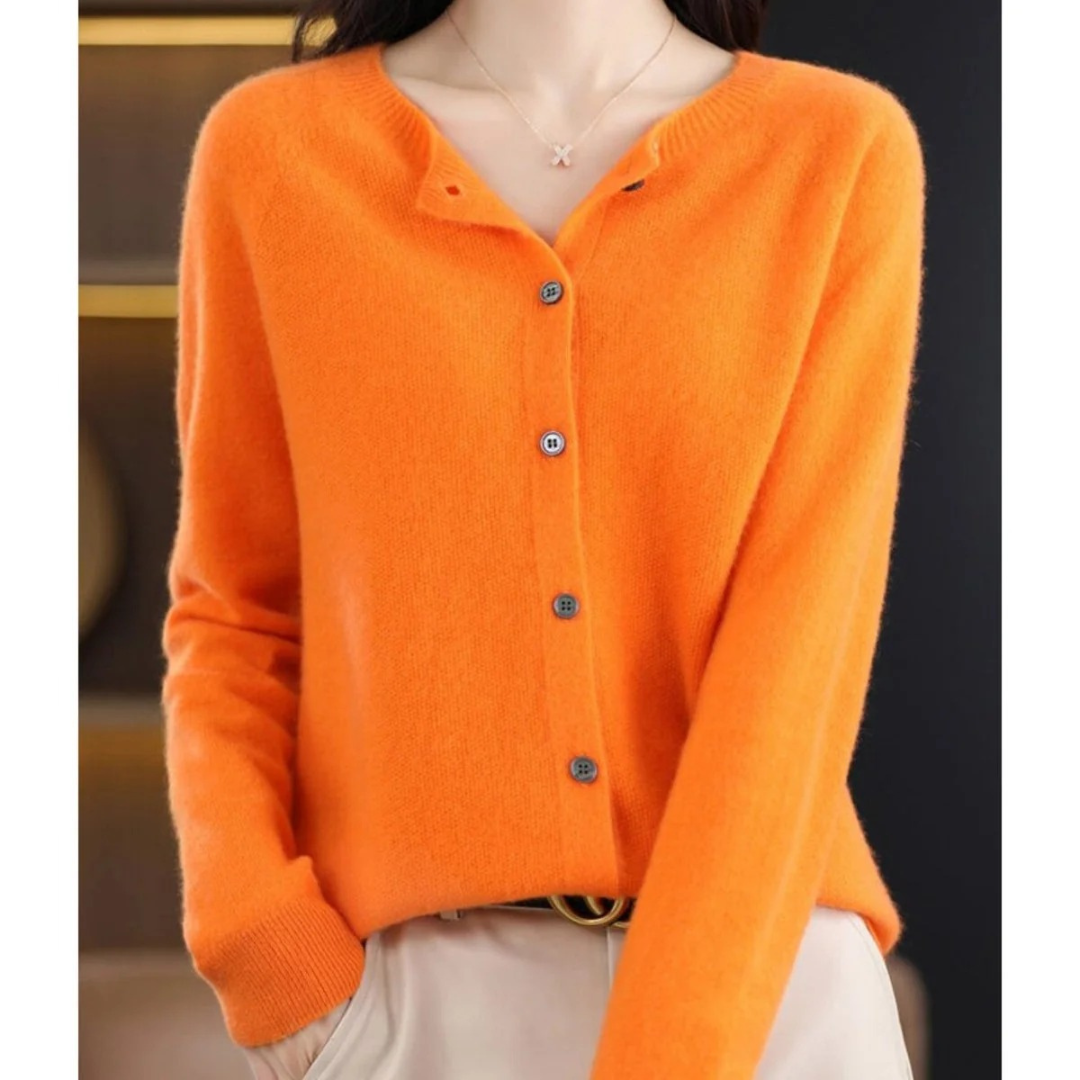 Livia | Damen Kaschmir Strickjacke mit Knopfleiste