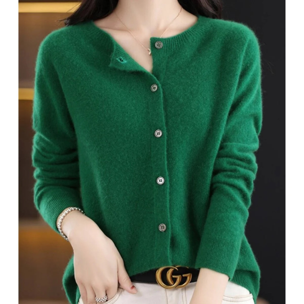 Livia | Damen Kaschmir Strickjacke mit Knopfleiste