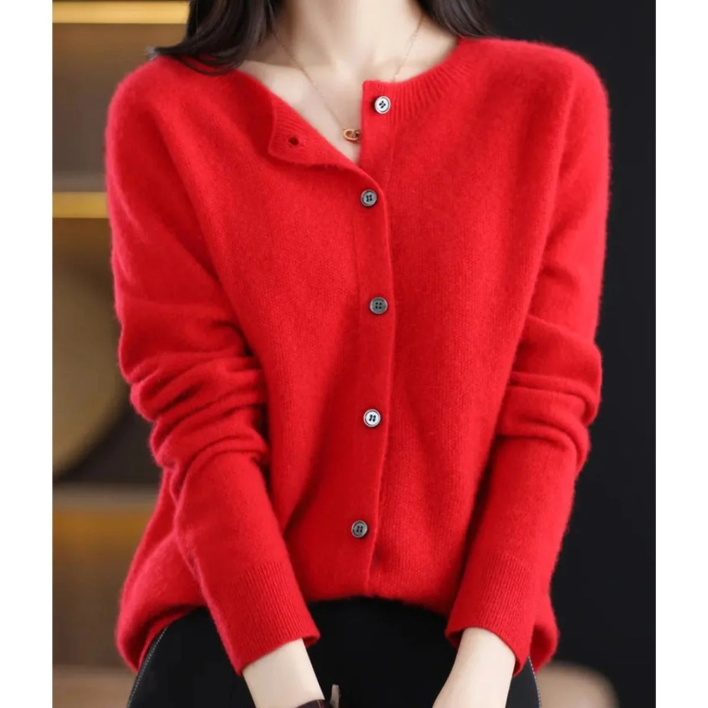 Livia | Damen Kaschmir Strickjacke mit Knopfleiste