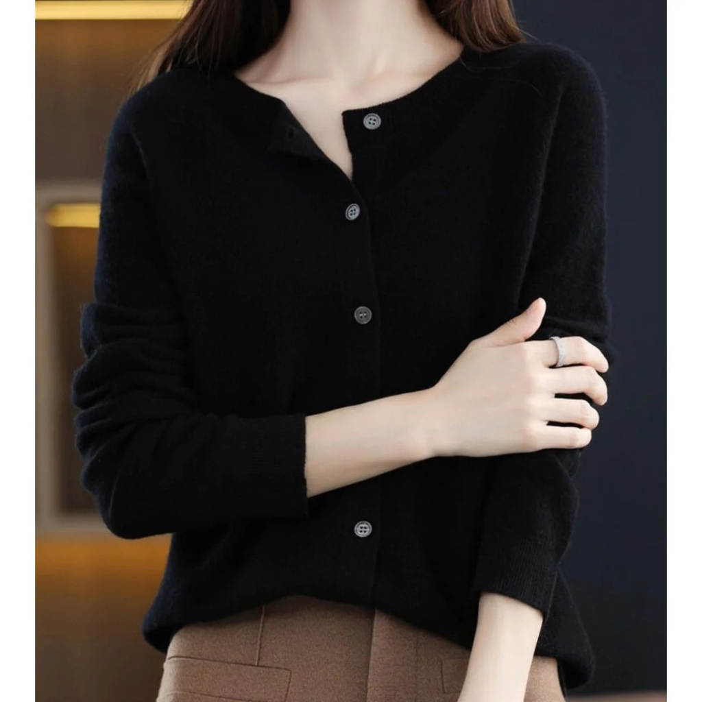 Livia | Damen Kaschmir Strickjacke mit Knopfleiste