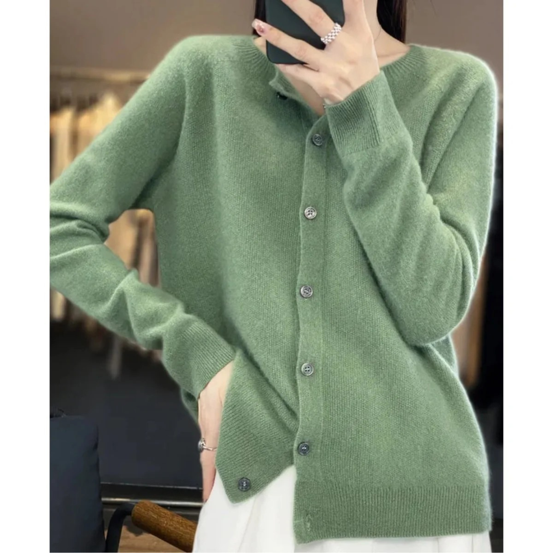 Livia | Damen Kaschmir Strickjacke mit Knopfleiste