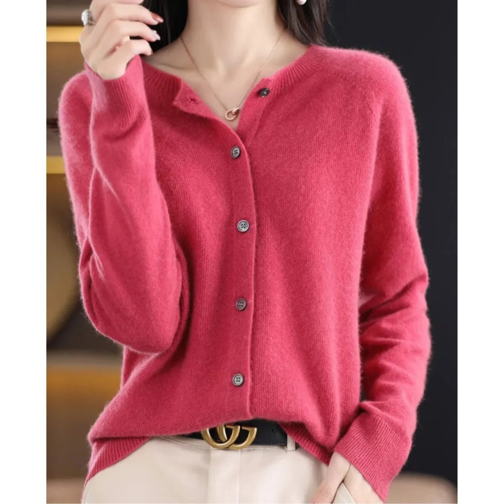Livia | Damen Kaschmir Strickjacke mit Knopfleiste