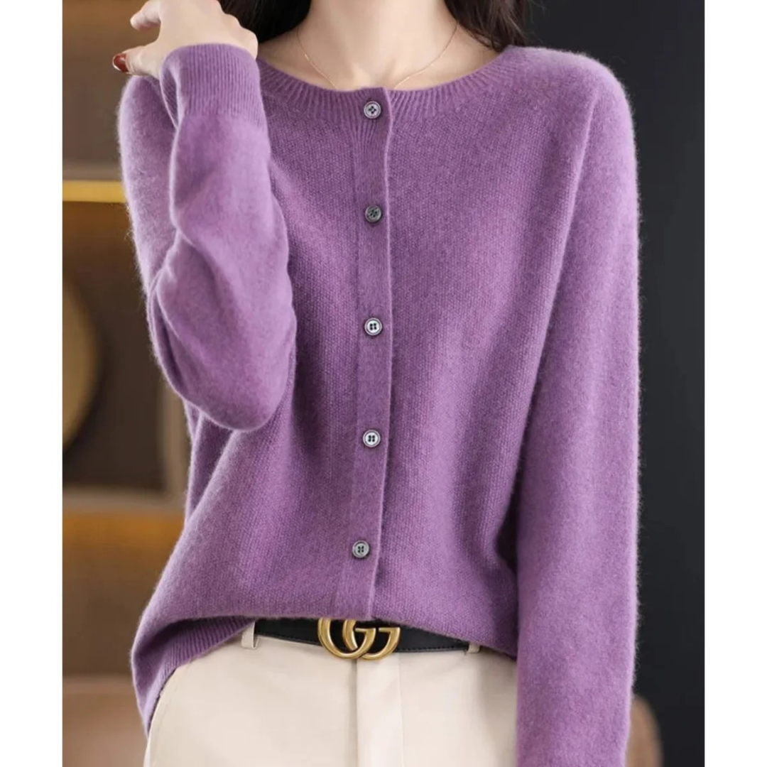 Livia | Damen Kaschmir Strickjacke mit Knopfleiste