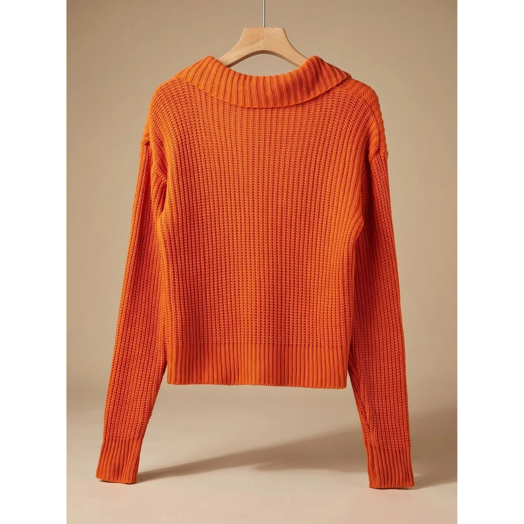 Livia | Damen Pullover mit Strickmuster und weitem Kragen