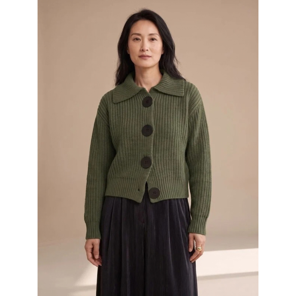 Livia | Damen Pullover mit Strickmuster und weitem Kragen