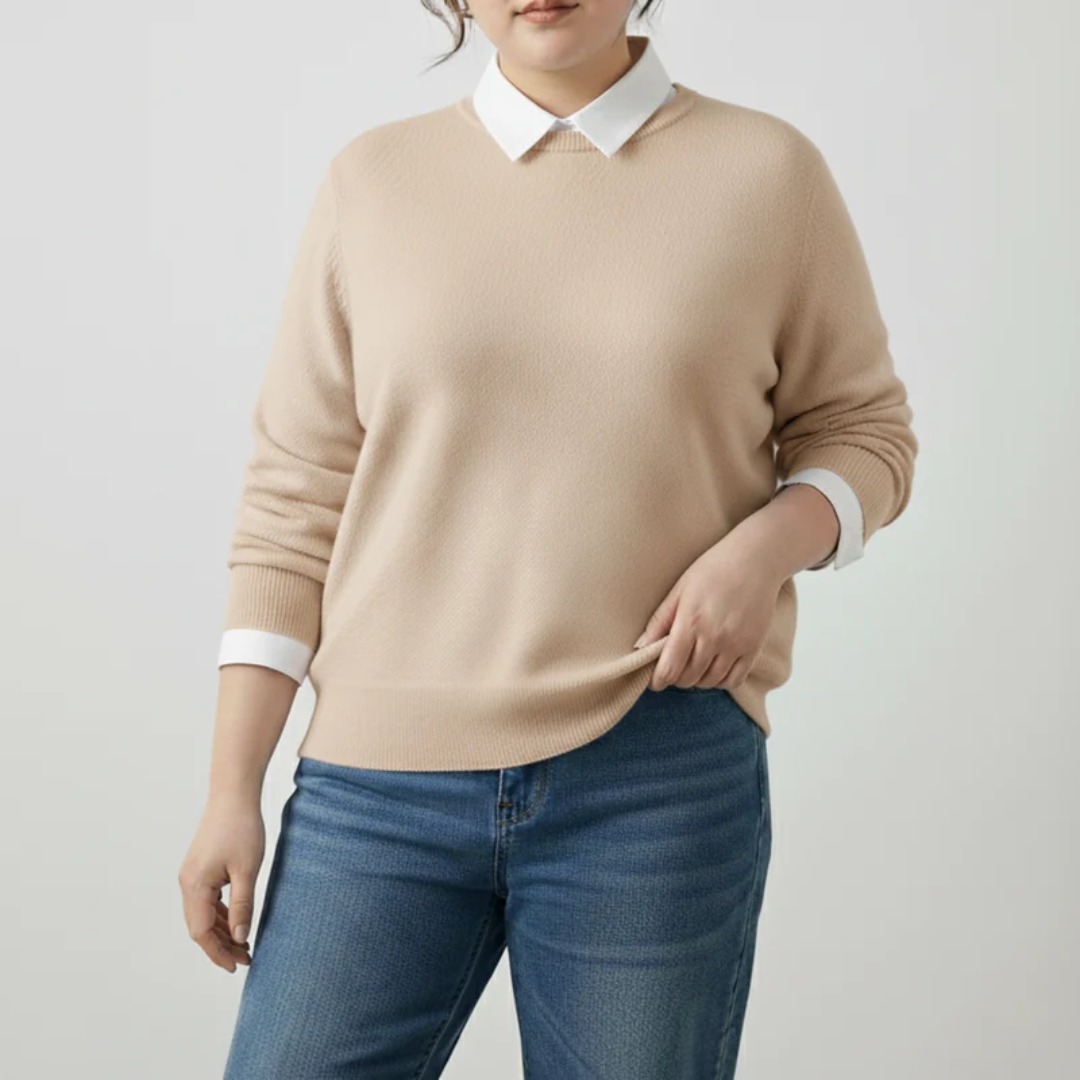 Livia | Damen Strickpullover für Große Größen mit Langarm und weichem Strick