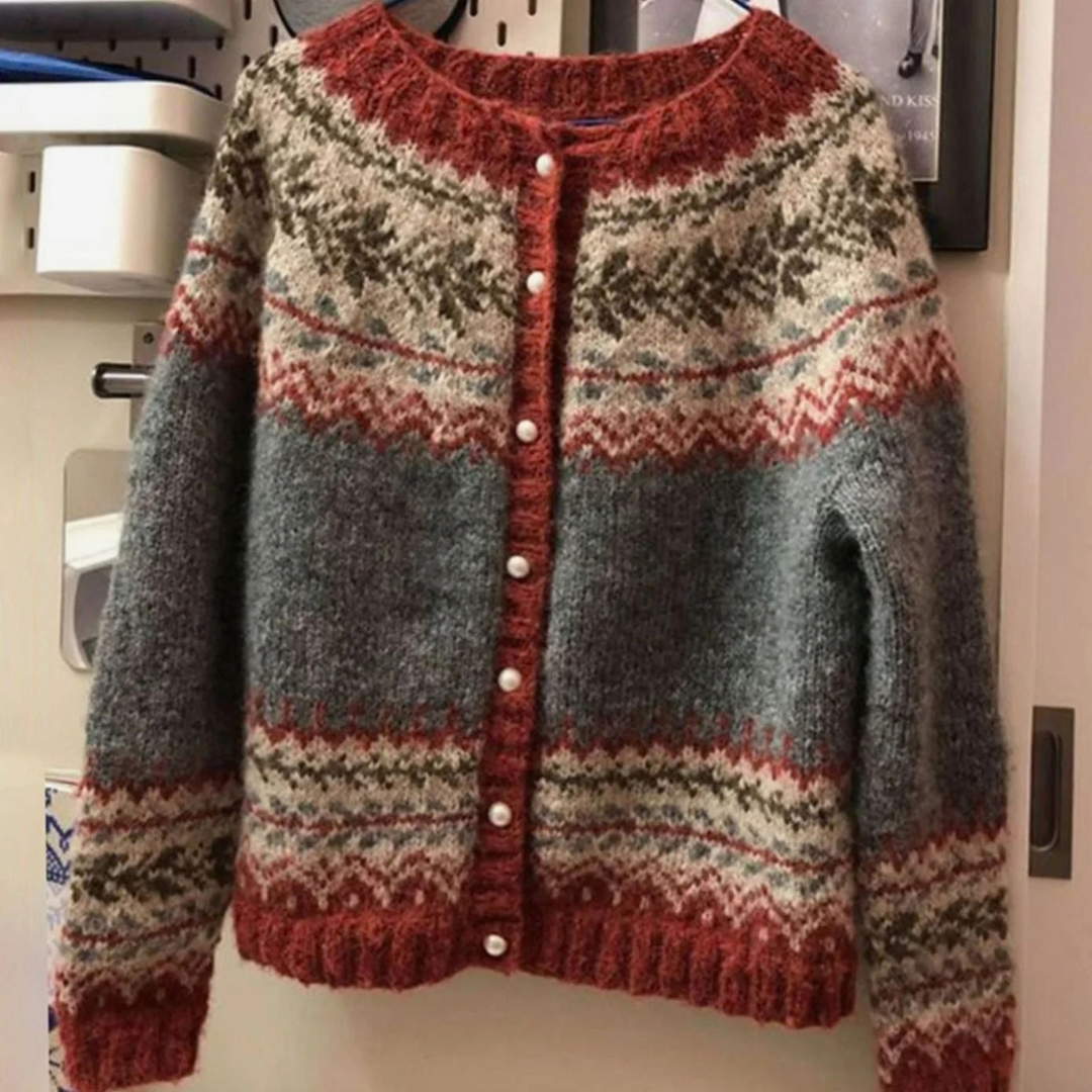 Liya | Damen Strickjacke mit Muster und Knöpfen