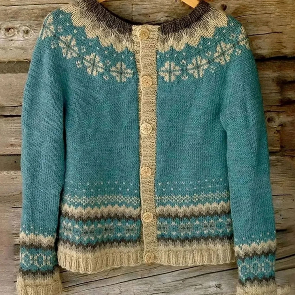 Liya | Damen Strickjacke mit Muster und Knöpfen