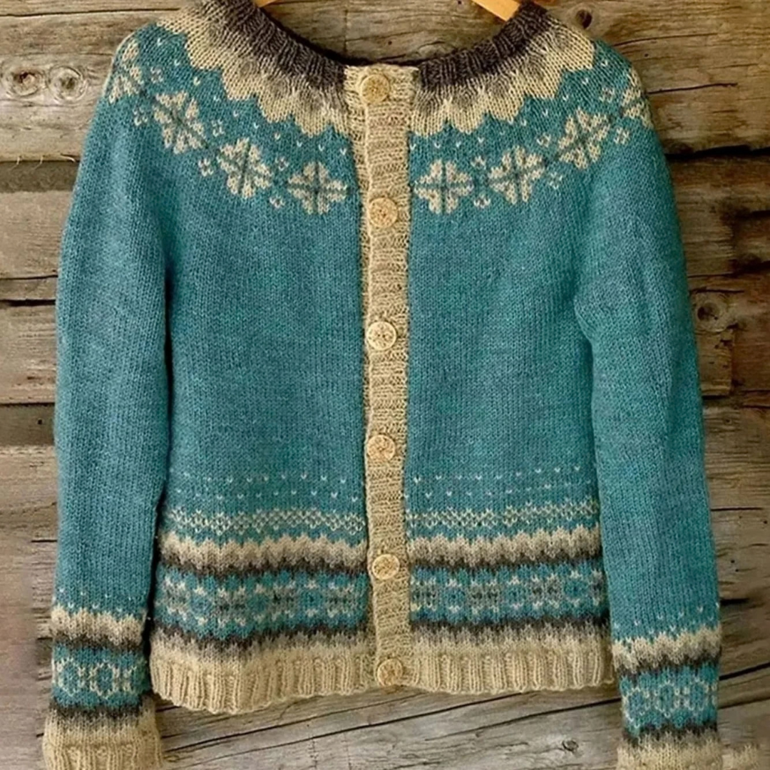 Liya | Damen Strickjacke mit Muster und Knöpfen