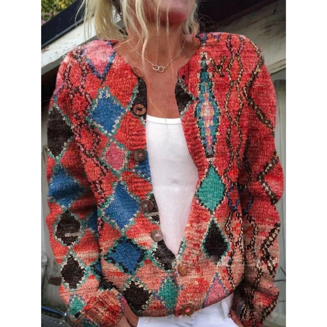 Lorelei | Damen Blumen Strickjacke mit Langarm