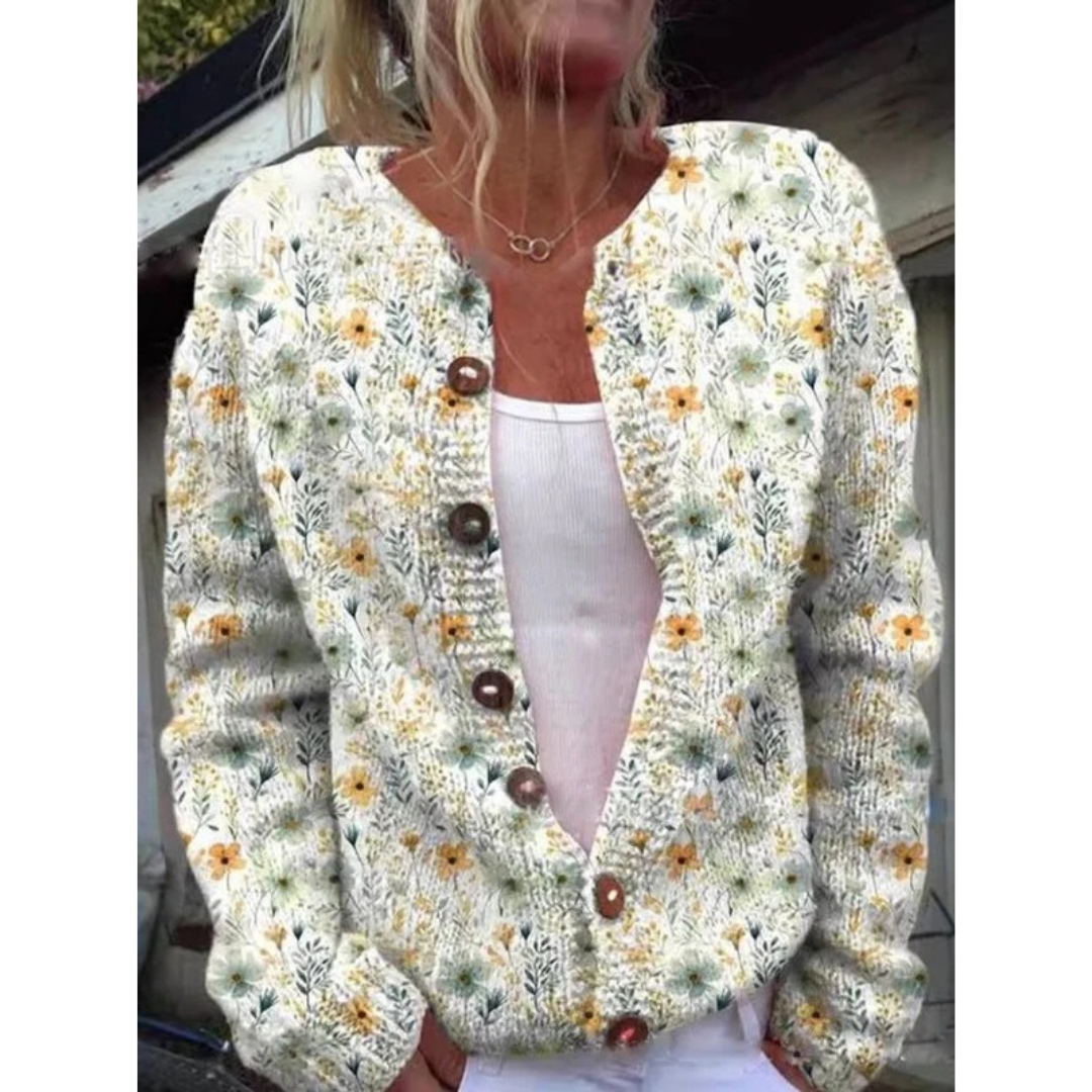 Lorelei | Damen Blumen Strickjacke mit Langarm