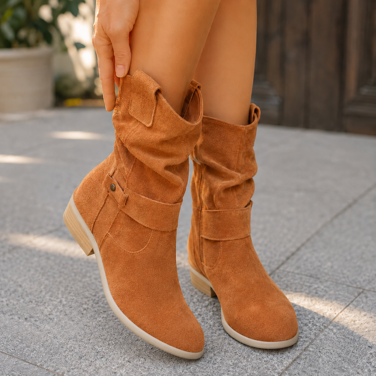 Lorena | Damen Orthopädische Stiefeletten mit Wildleder Optik und seitlicher Schnalle
