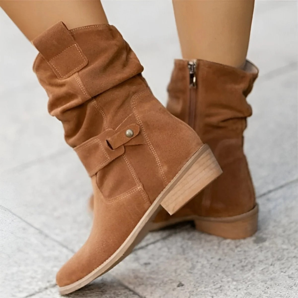 Lorena | Damen Orthopädische Stiefeletten mit Wildleder Optik und seitlicher Schnalle