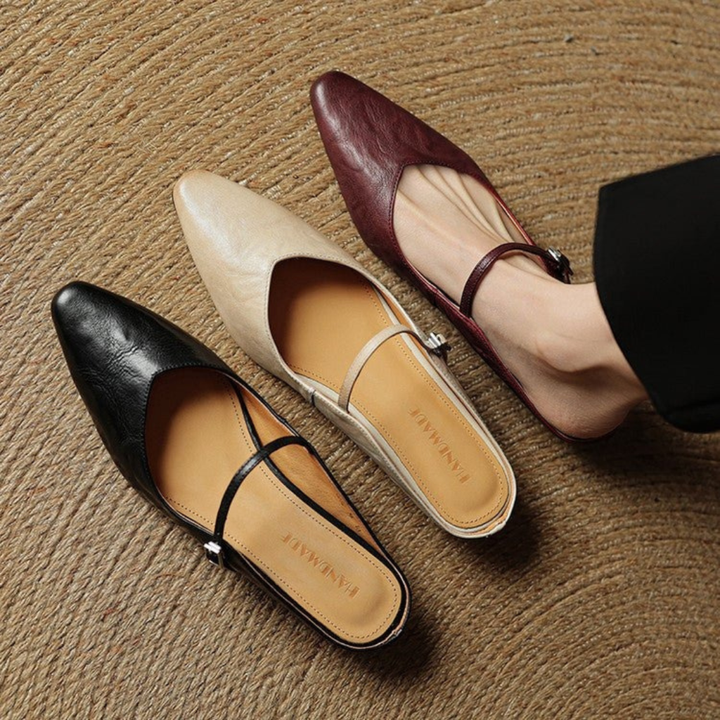 Loretta | Elegante Damen Pantoletten mit Riemchen