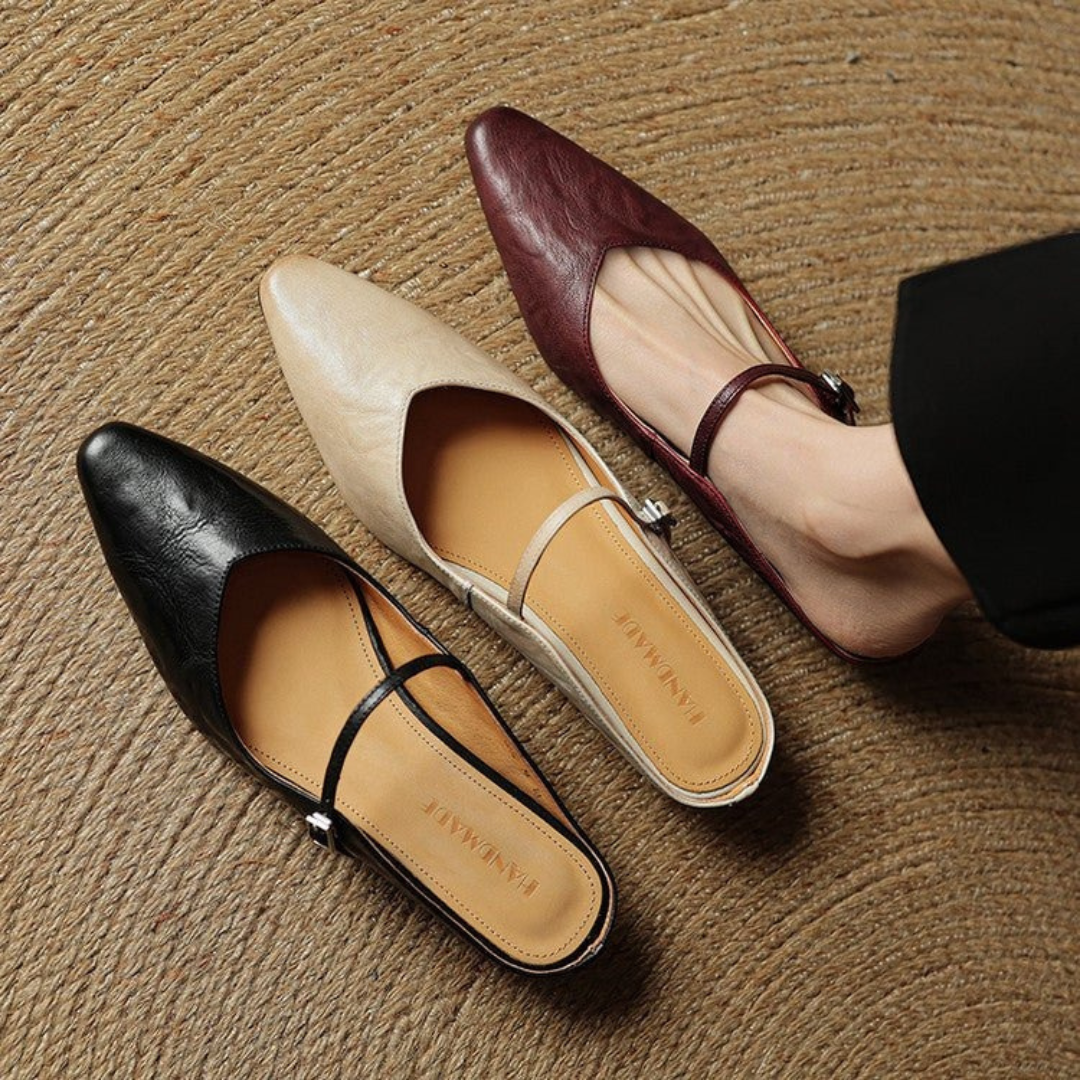 Loretta | Elegante Damen Pantoletten mit Riemchen