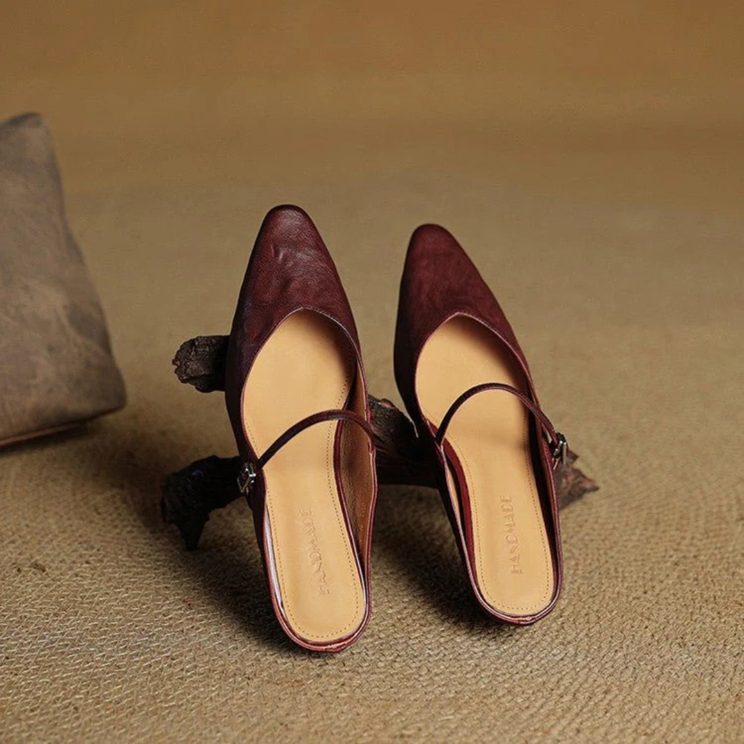 Loretta | Elegante Damen Pantoletten mit Riemchen
