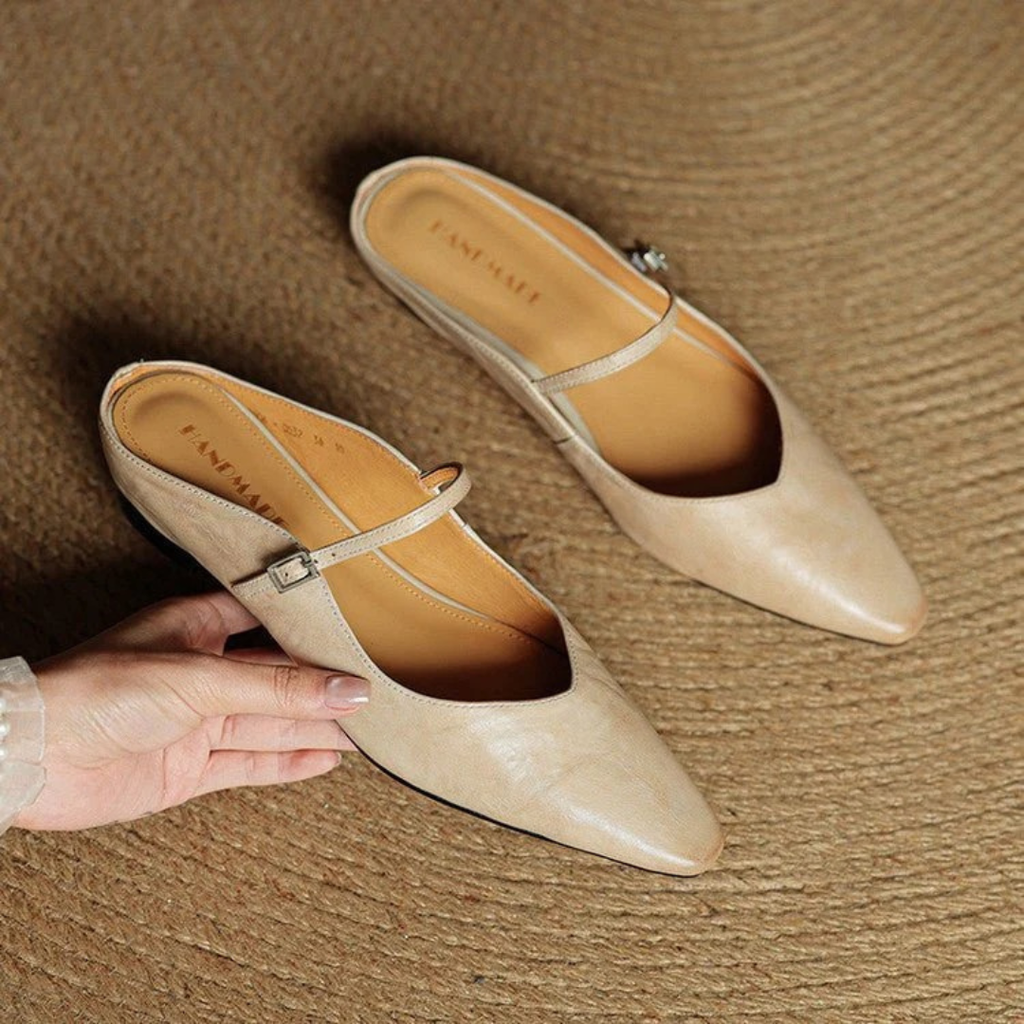 Loretta | Elegante Damen Pantoletten mit Riemchen