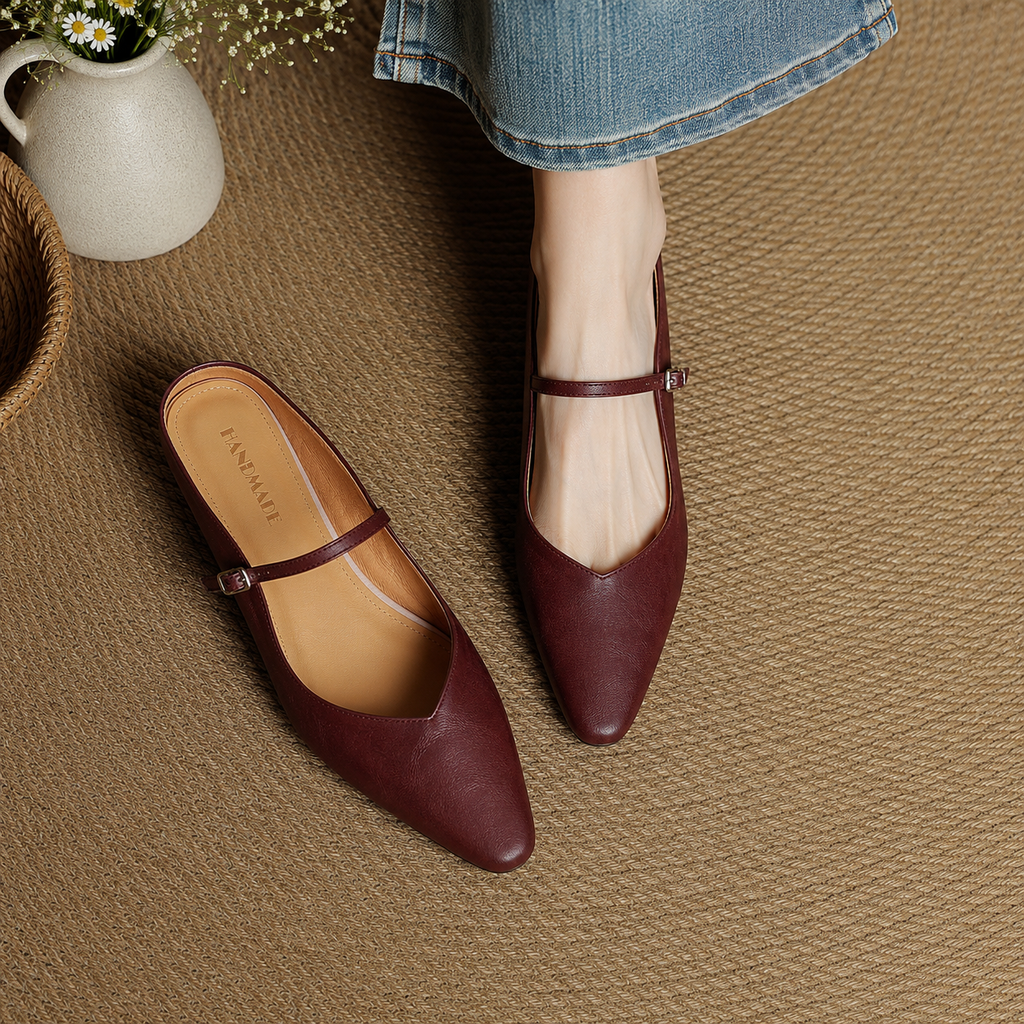 Loretta | Elegante Damen Pantoletten mit Riemchen