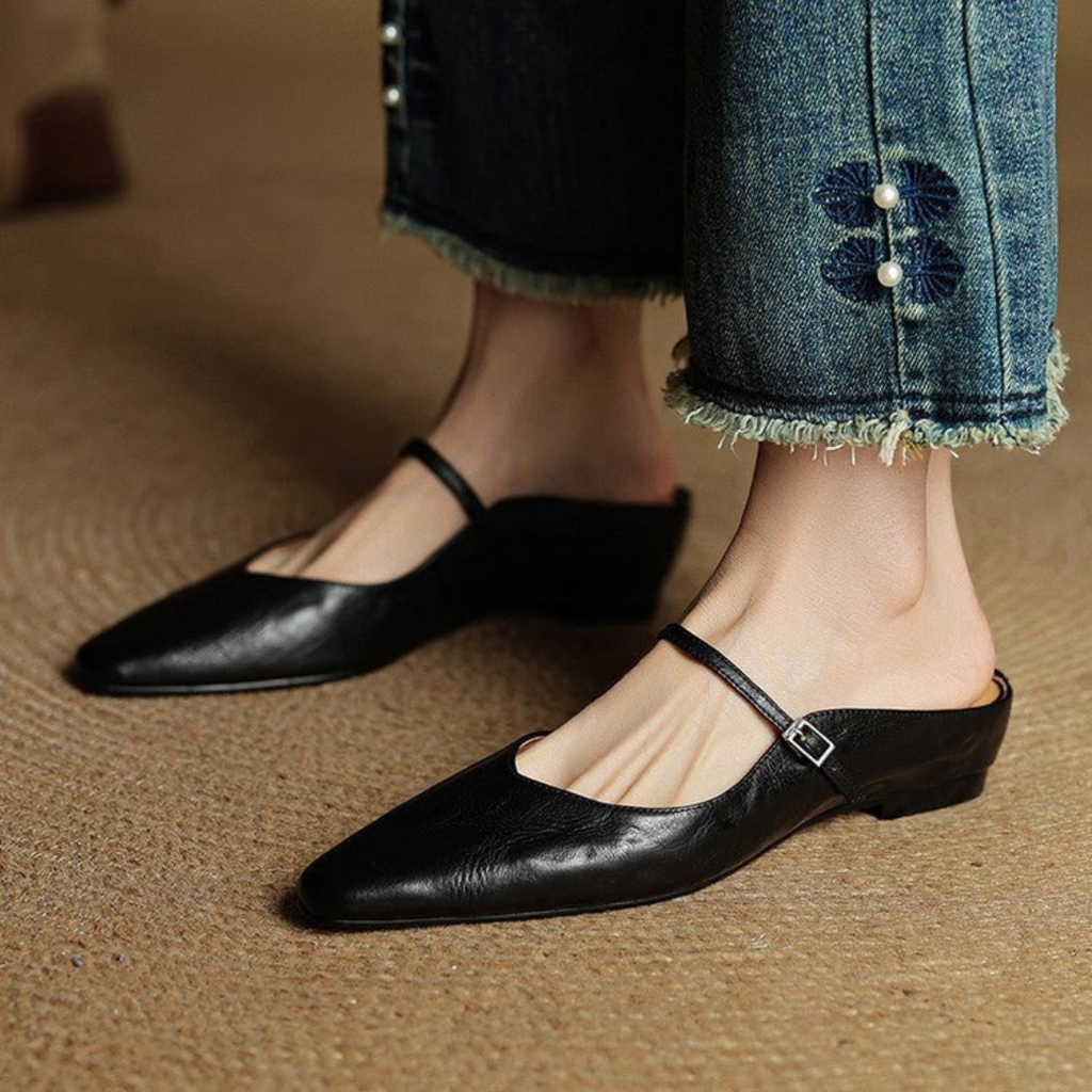 Loretta | Elegante Damen Pantoletten mit Riemchen