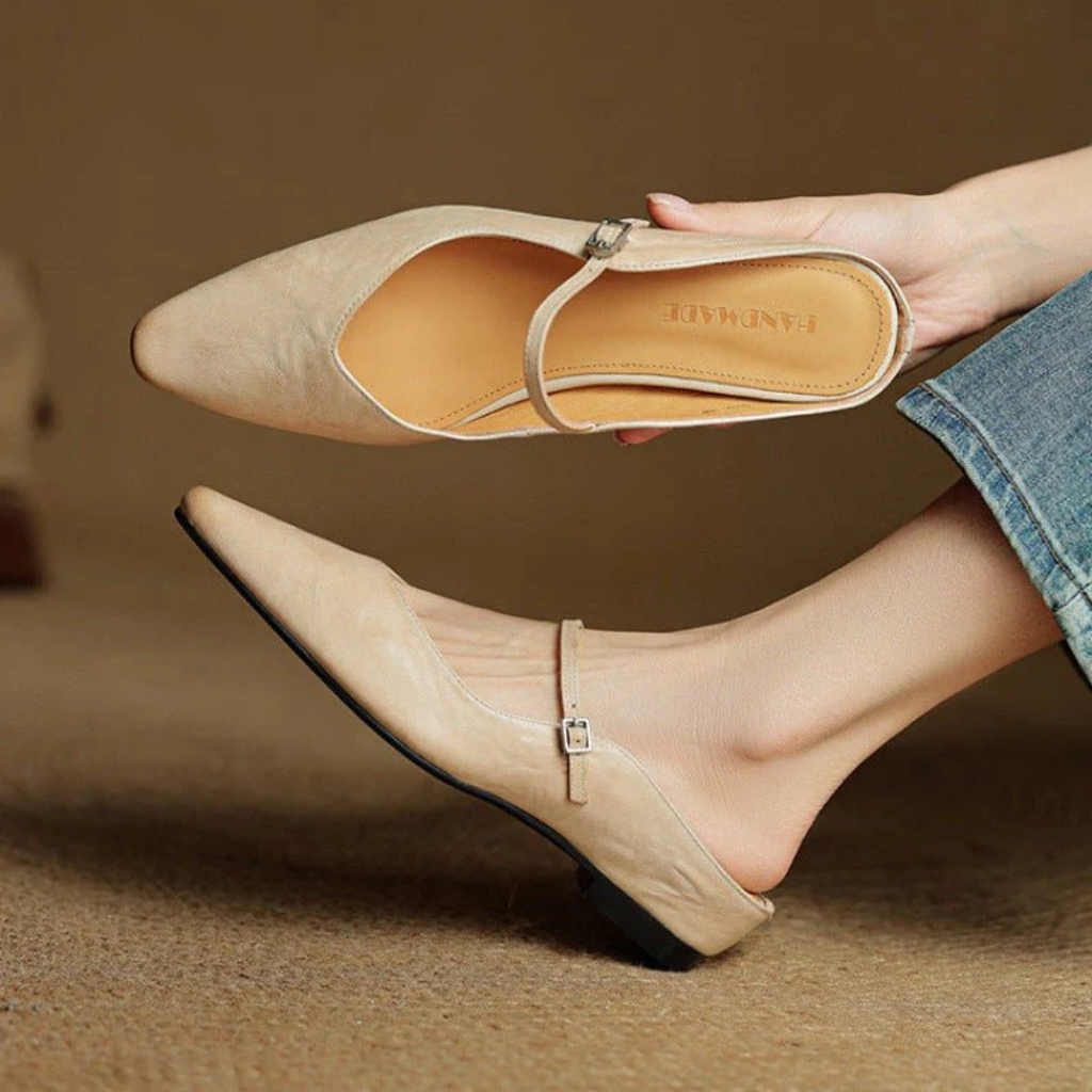 Loretta | Elegante Damen Pantoletten mit Riemchen